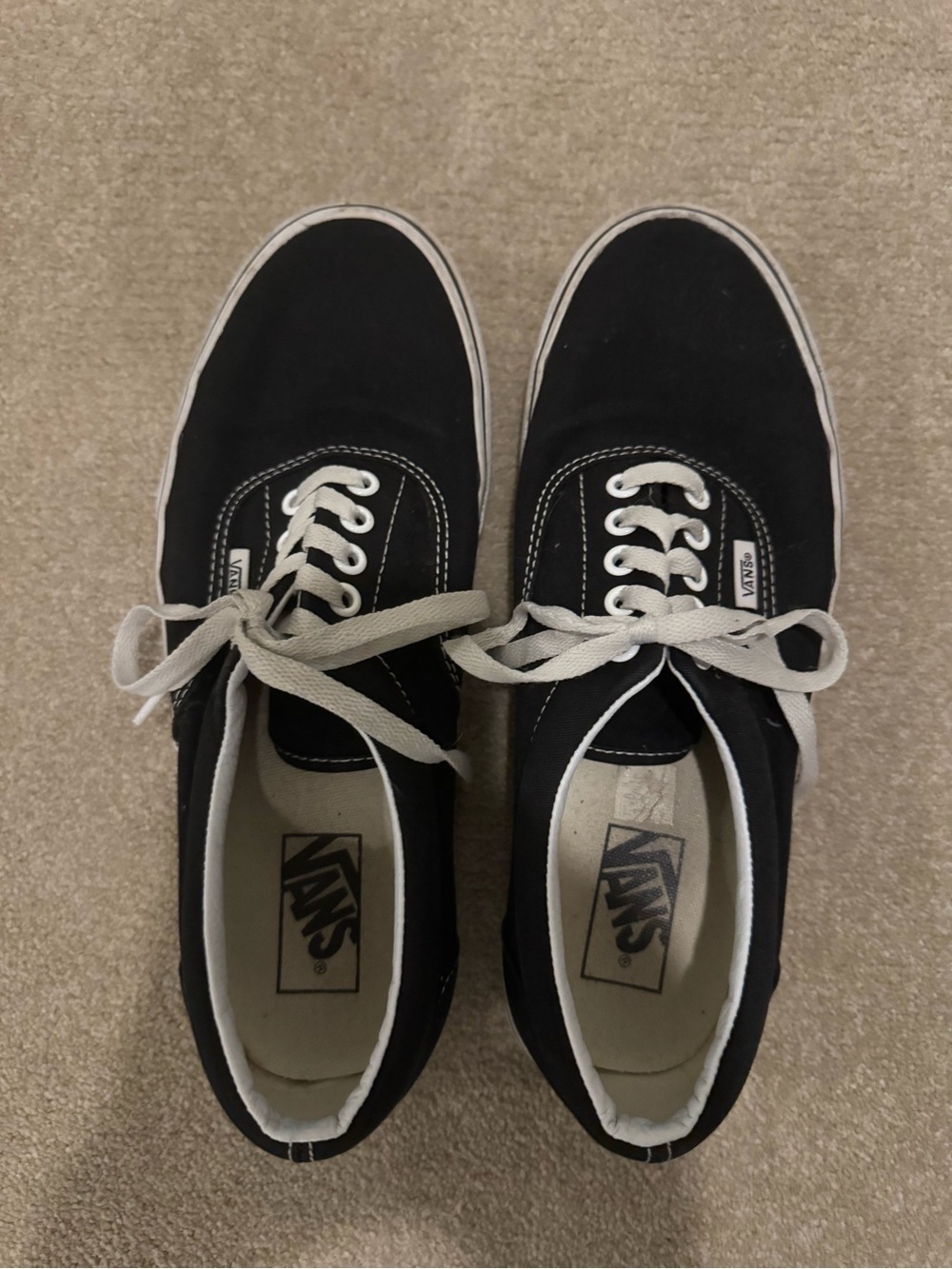 Vans Men’s Black Canvas Low-Top Sneakers with White Accents